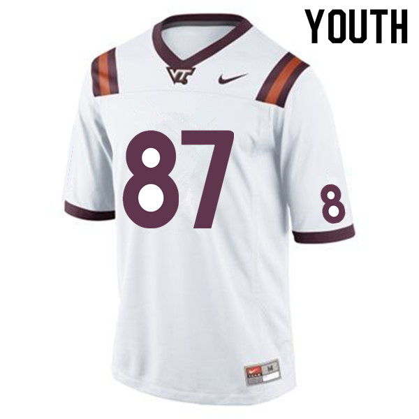 Youth #87 Jacoby Pinckney Virginia Tech Hokies College Football Jerseys Sale-White - Click Image to Close